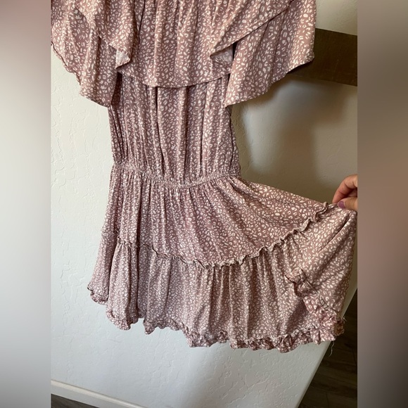 White Birch| Blush Pink Polka Dot Tiered Ruffle Mini Dress, Babydoll Style••• - Picture 6 of 12